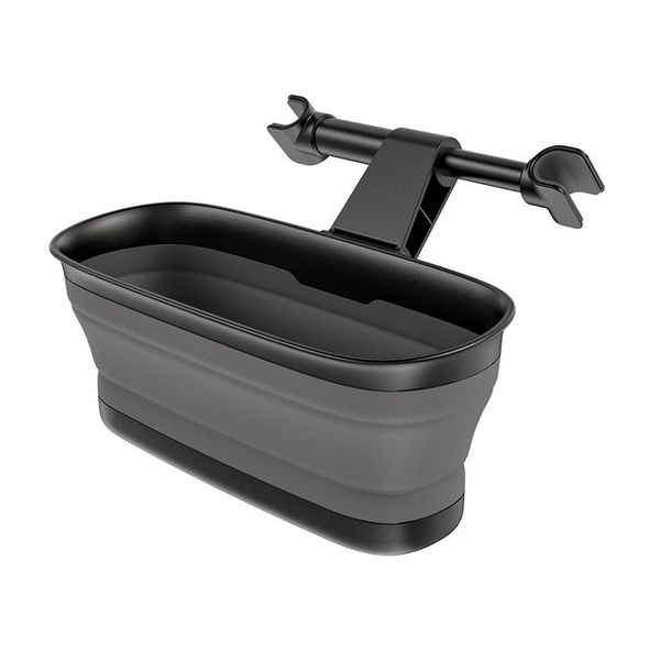 LPS Foldable headrest mount with mirror for in-car adjustable storage box