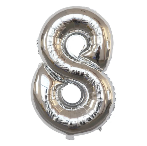 Silver Number 8 Helium Balloon 106cm