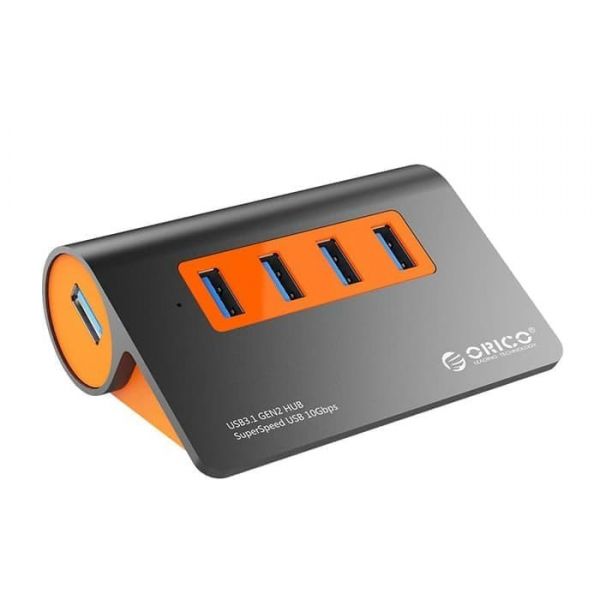 Orico 4 Port USB 3.1 Dark Gray-Orange Aluminum Hub