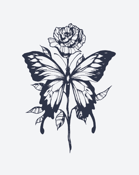 EZINK Butterfly &amp; Rose Temporary Tattoo | Lasts 1-2 Weeks