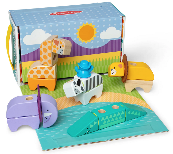 Melissa &amp; Doug Blockables Solid Wood Building Blocks (34) - Safari Play Set