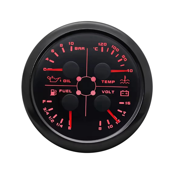 85Mm 4-In-1 Multifunction Gauge Water Temp Oil Press Voltmeter A