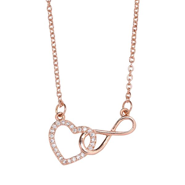 iDesire Cubic Zirconia Rose Gold Infinity Heart Necklace