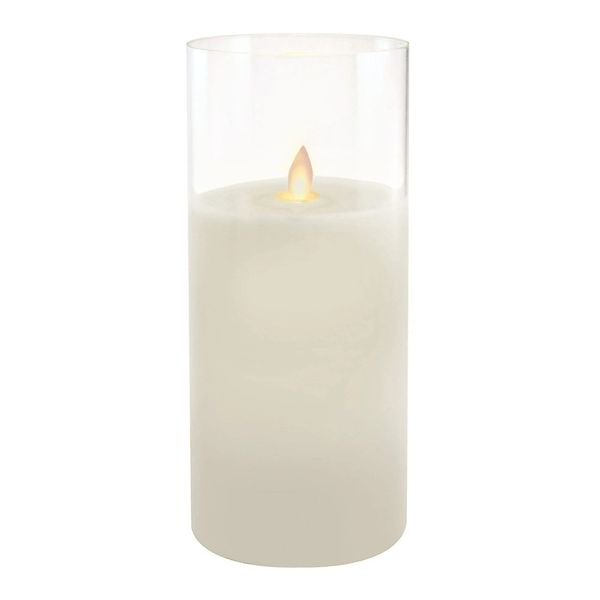 Battery Operated Flameless Pillar Candle With Warm LED Glow - White