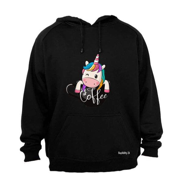 Coffee Unicorn - Ladies - Hoodie - Grey