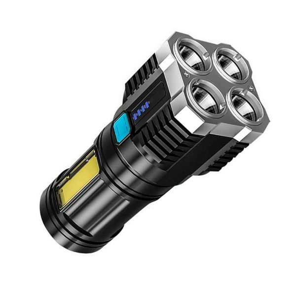 4-Core Usb Rechargeable Flashlight Led Torch Super Bright COB LedTorch