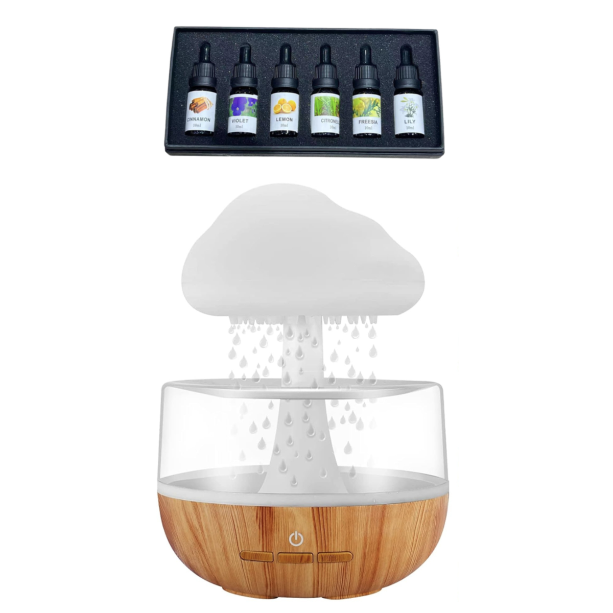 Raining Cloud Night Light Humidifier and Diffuser with 7 Essential Oils ...