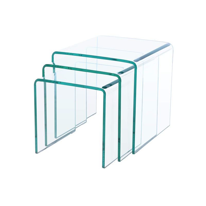 3 Piece 10mm Tempered Glass Stacking Nesting End Side Tables Set Shop