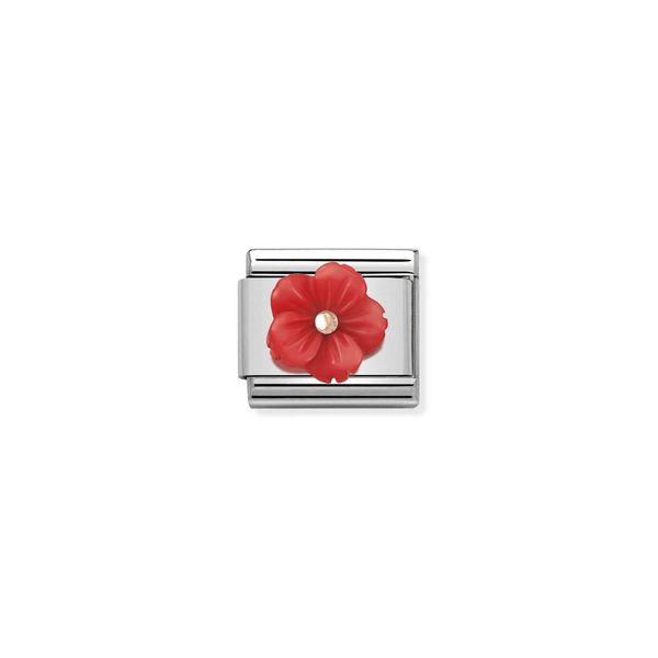 Nomination Composable Classic Mother of Pearl Red Flower Link.