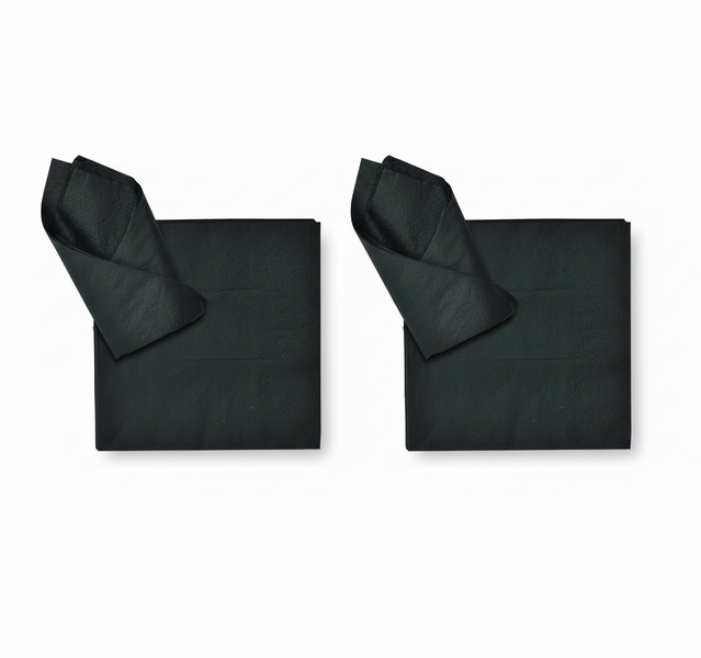Black 2-Ply Serviettes 33cm - 20 Piece Napkin Set for Events - 2 Pack
