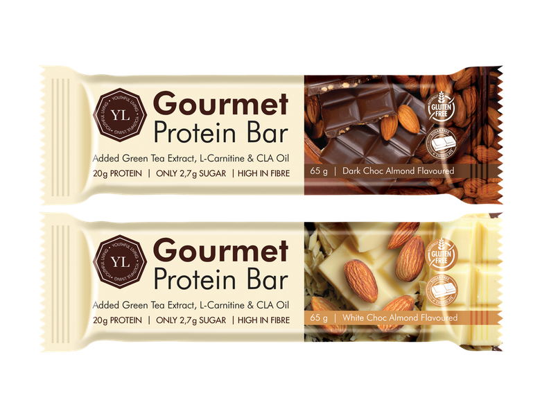 YL Gourmet Protein Bars - Dark Choc Almond &amp; White Choc Almond - 6 Pack