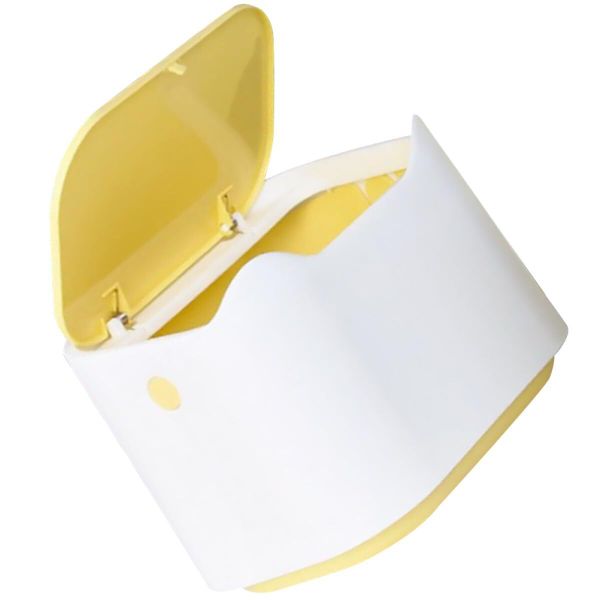 Press-Type Desktop Trash Can With Flip Lid, Small Yellow Mini Bin For Home