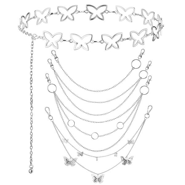 5 Piece Chain Belt, Waist Chain Belt For Jeans Pants Wallet Dress