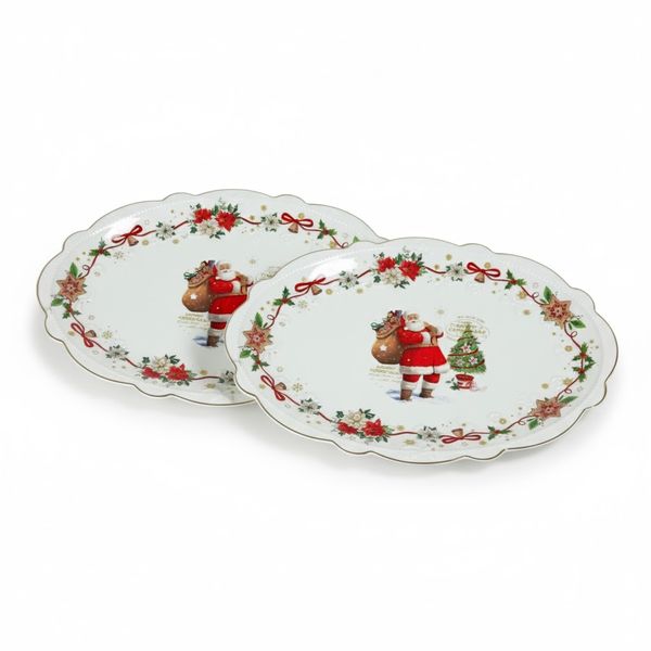 SDG-28 Christmas Feast Set of 2 Piece Oval Plates