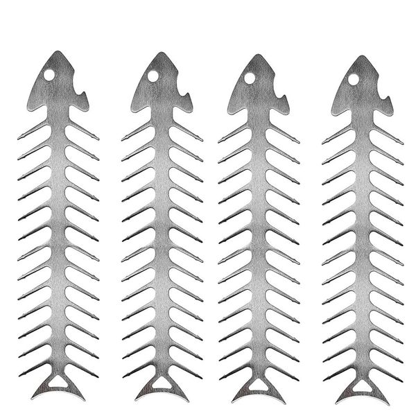 Stainless steel fish bone BBQ skewers for grilling meat and seafood