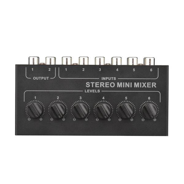 6-Way Passive RCA Audio Mixer 6 in 2 Out Distributor Volume Control