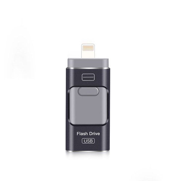 16GB Lightning, Micro USB, USB OTG Flash Drive - Grey