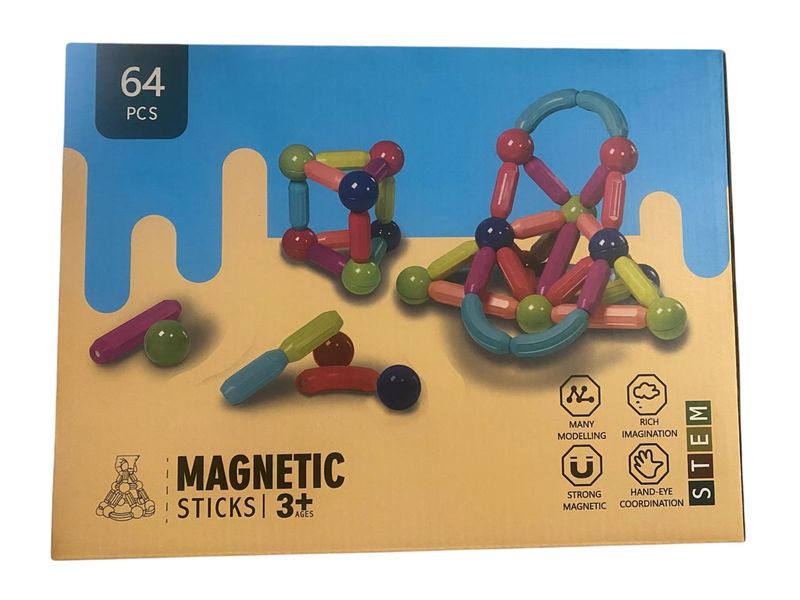 64 Pieces STEM Magnetic Stick-Educational Toy For Kids