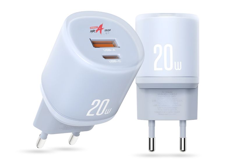 20W USB-C Charger 2-Port Fast Charger C+A USBC Power Supply Charger-BL