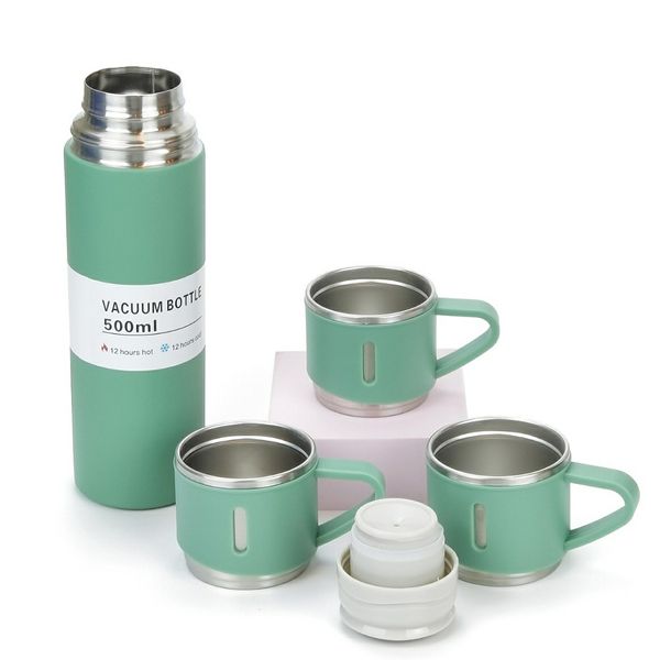 Vacuum Insulated Flask 500ml Stainless Steel Thermo Bottle - Green