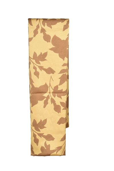 Light Brown Satin Leaf Pattern Modest Scarf For Everyday Wear And Occasions