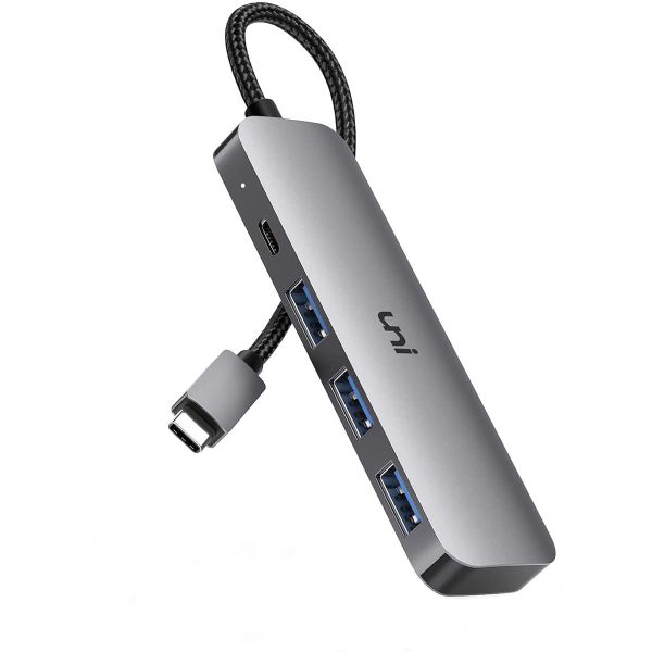 Uni USB C Hub 4-in-1 with 3 x USB 3.0 and 100W USB C PD Charging Port