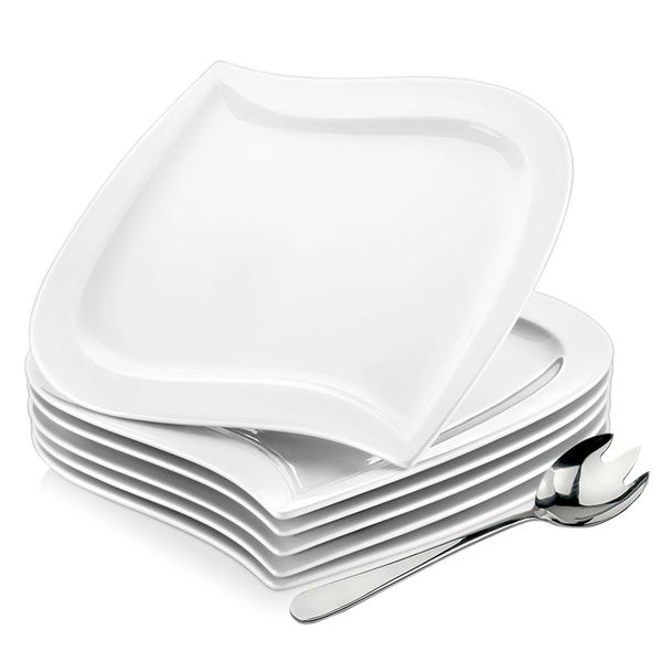 26cm - Elvira Design Dinner Plates including Meat Fork - 7 Pieces