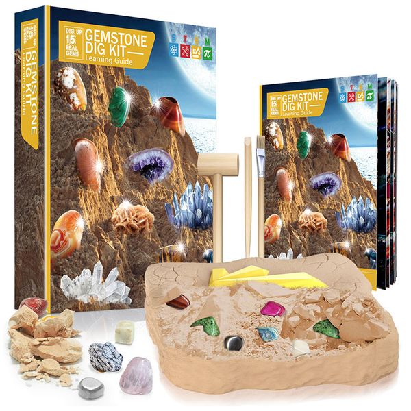 15 Real Gemstone Mining Kit Crystal Dig Kit for Kids DIY STEM Toys Gift