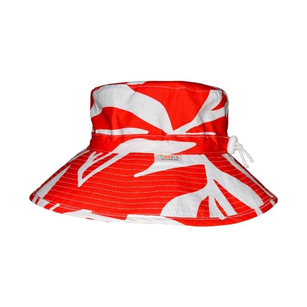Extra Wide Brim Bucket Hat Red Floral image