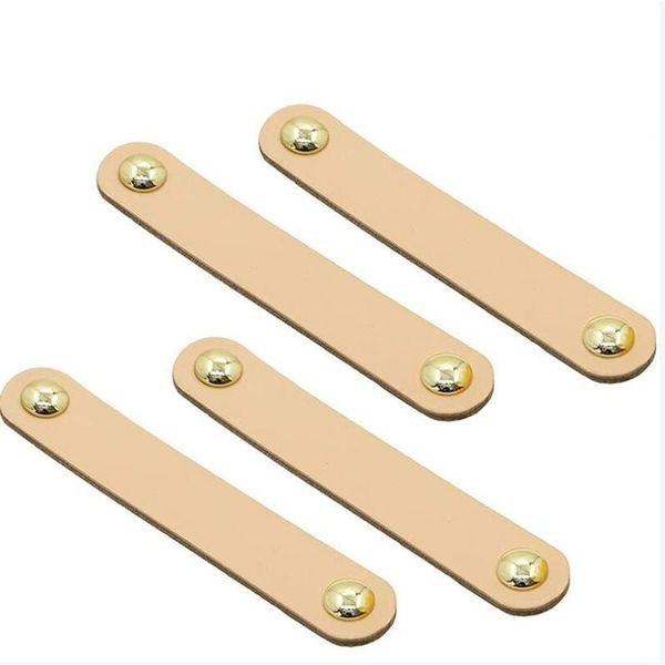 4 Pack Leather Furniture Handles, 128mm Hole Spacing - 171 x 25mm