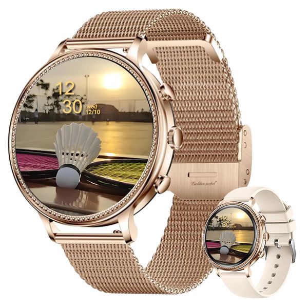 Trendy Rose Gold Smartwatch for Women 1.39" HD Dual Strap Fashion Look