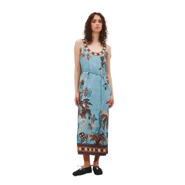 Women's Sleeveless Linen Midi Dress
