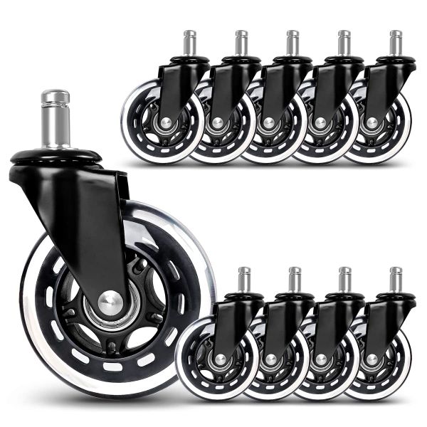 10pcs Office Chair Wheels Smooth &amp; Quiet Rolling Casters Universal Fit 11mm