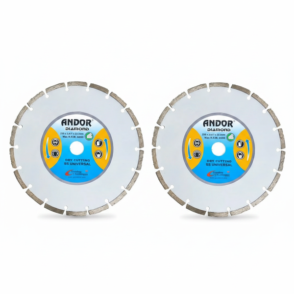 Andor 230 mm Diamond Segmented Cutting Disc - Concrete &amp; Stone - 2 Pack