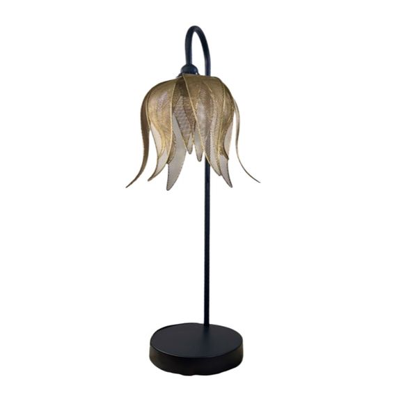 Gold Floral Metal Mesh Petal Table Lamp