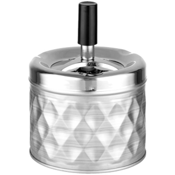 Spinning Ashtray - Brushed Gun Metal Diamond Texture