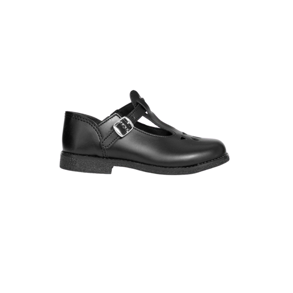 Trustees Girls Black T-Bar School Shoes