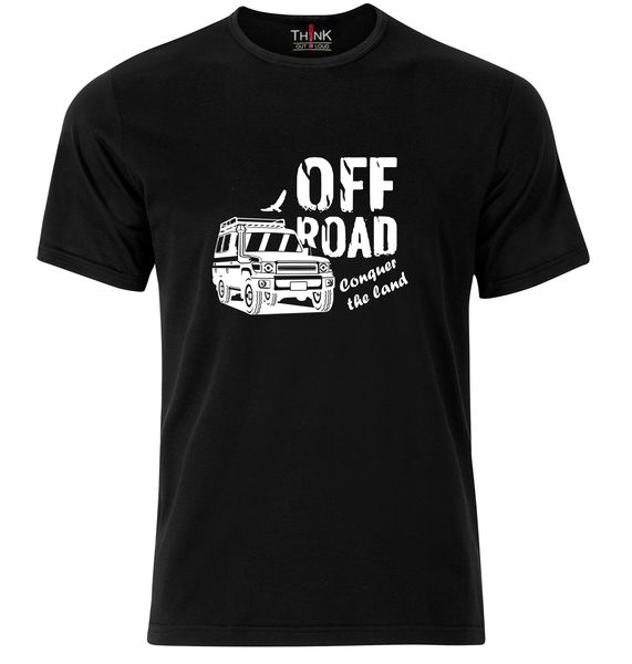 Think Out Loud Mens "Off Road Conquer The Land" Short Sleeve Tshirt Black