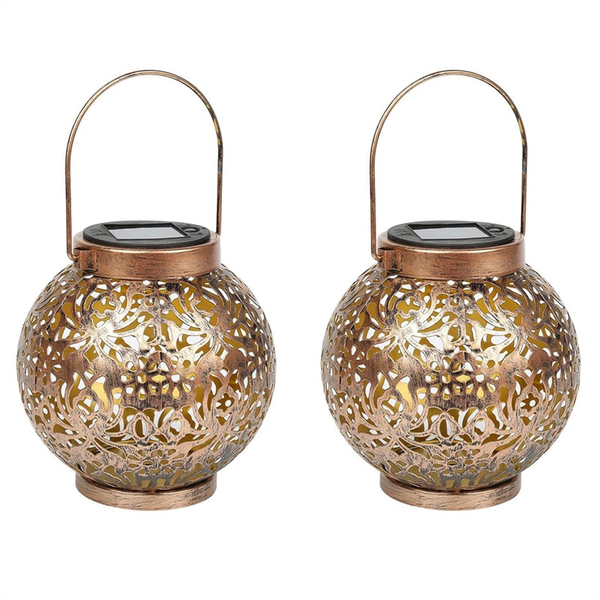 2 Pack Solar Lantern for Outdoors Metal Solar Compatible with Universal