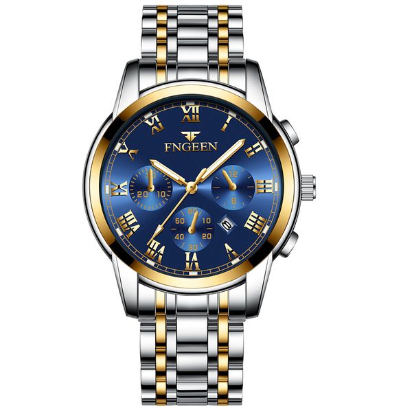 Men's Waterproof Diamond Face Business Watch - Blue Gold