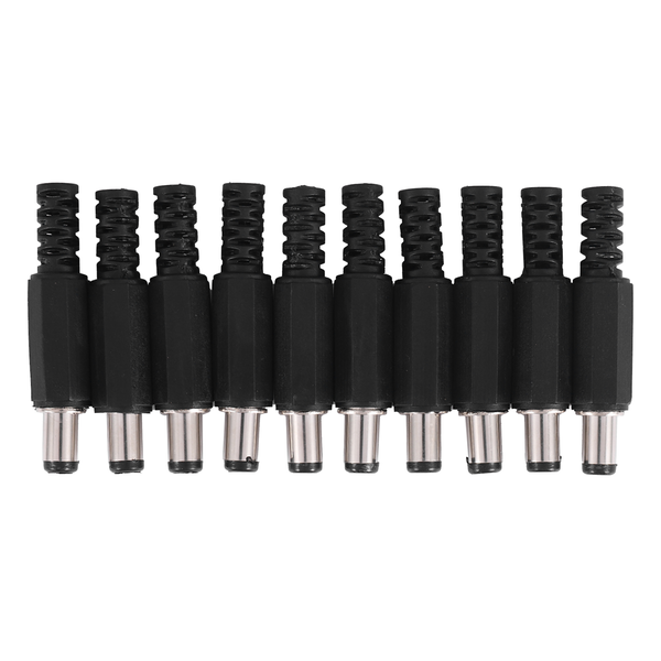 10Pcs 5 5X2 1Mm Male Solder Dc Plug Jack Straight Connectors Black
