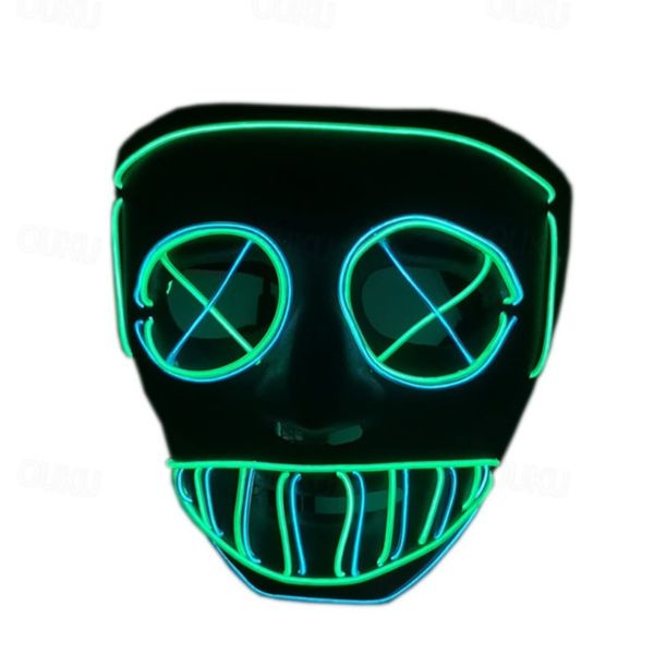 LED Light Up Mask - Green &amp; Blue Glow | Halloween, Rave, Party &amp; Cosplay