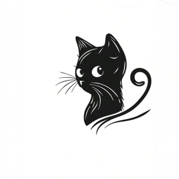 1 Piece - Mystical Cat Temporary Tattoo - Black