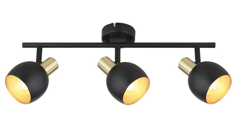 Bright Star 3 Light Matt Black &amp; Gold Spotlight with Adjustable Head S417/3