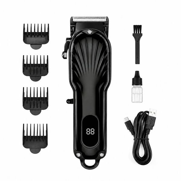 Professional Hair Clipper 5W Ceramic Titanium 4 Combs With 3 Color