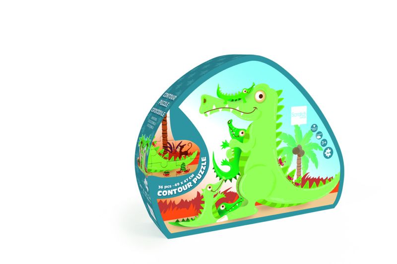Scratch Europe Contour Puzzle - 36 Pieces Crocodile