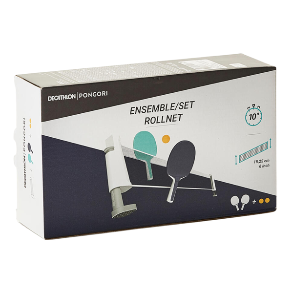 Pongori Table Tennis Set with Net, Adjustable Rollnet, 2 Bats and 2 Balls