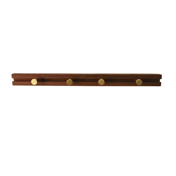 Sliding Solid Wood Wall Hanger A Row of Multifunctional Wall Hooks At the E