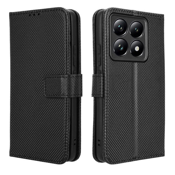 Flip Cover Compatible With Xiaomi 14T Pro Diamond Patterned Leather Case