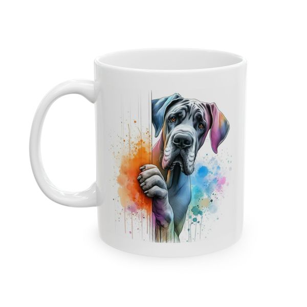 Great Dane Mug - Great Dane dog with paint splashes and vertical line